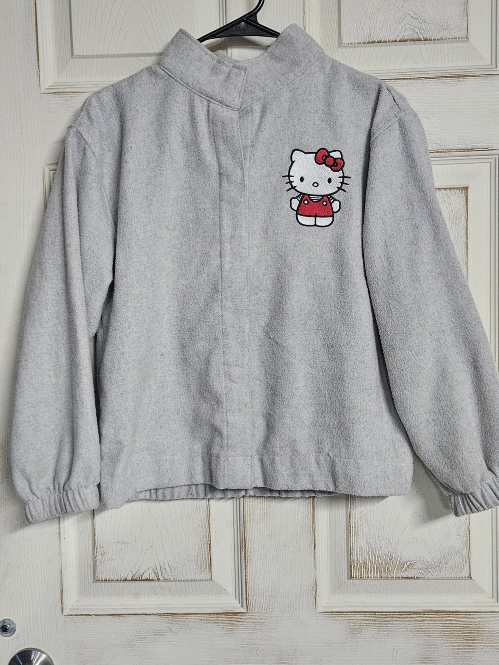 Hello Kitty And Friends Light Gray Button Up with Red Bow Patch